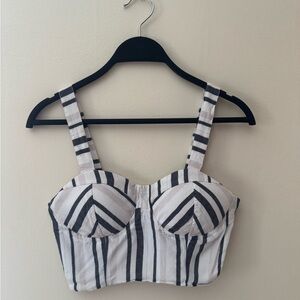 American Eagle Outfitters Black and White Striped Crop Top